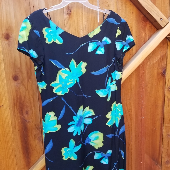 DW3 for David Warren Dress Size 12 Black w/ Floral - Picture 1 of 5